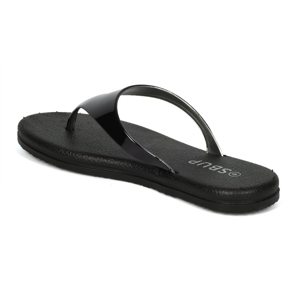 Alrisco Metallic Triangle Thong Flatform T-Strap Spring Summer Sandals - Picture 5 of 6